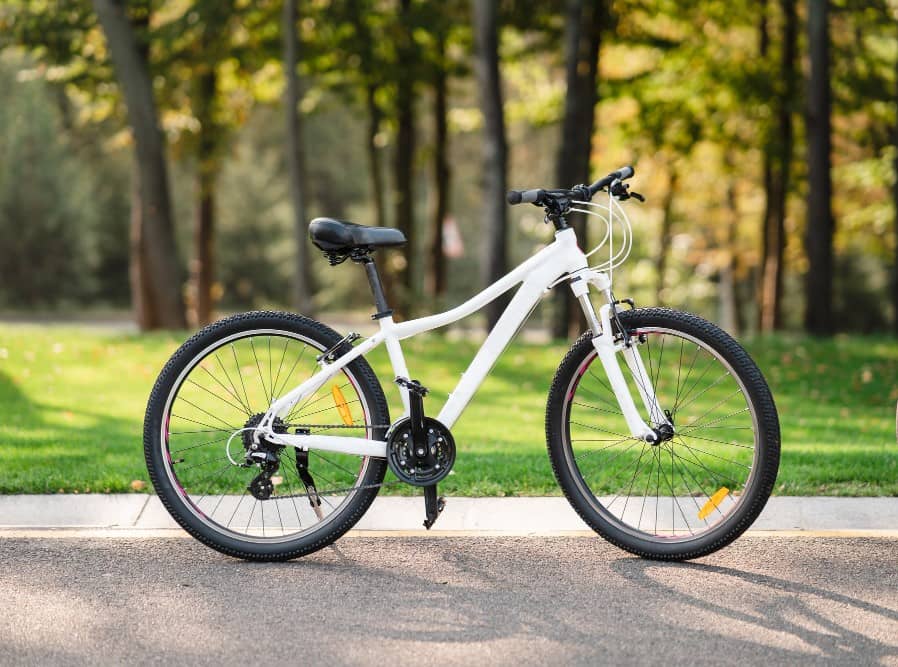 A white cycle with a beautiful blurred background